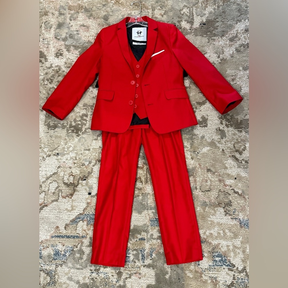 BLACK N BIANCO. 3 PIECE RED SUIT Jacket, Vest, & Pants